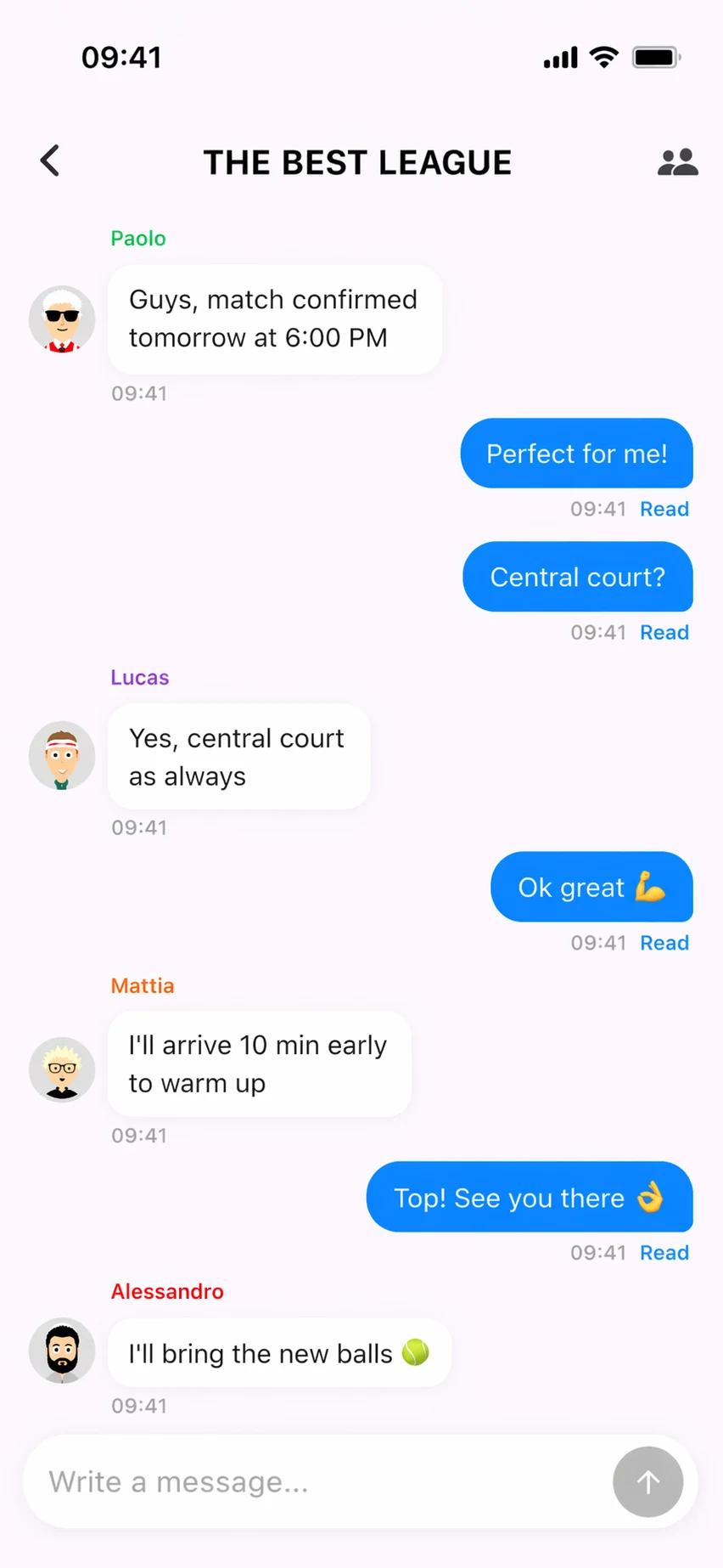 League chat screen